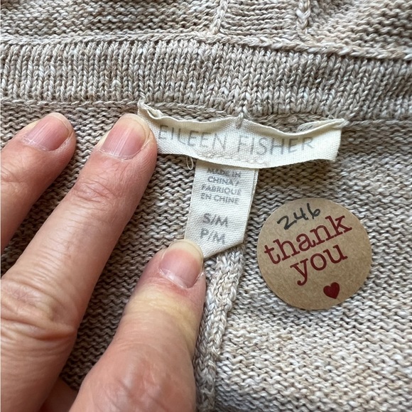 246 Eileen Fisher Organic Cotton Knit Open Front Hooded Cardigan Size S/M - Picture 14 of 17